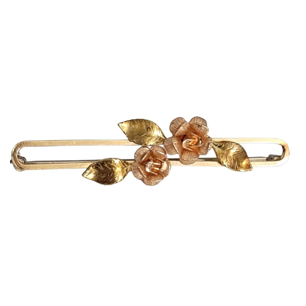 Krementz Gold Tone Flower Bar Lapel Brooch Pin Signed 46$